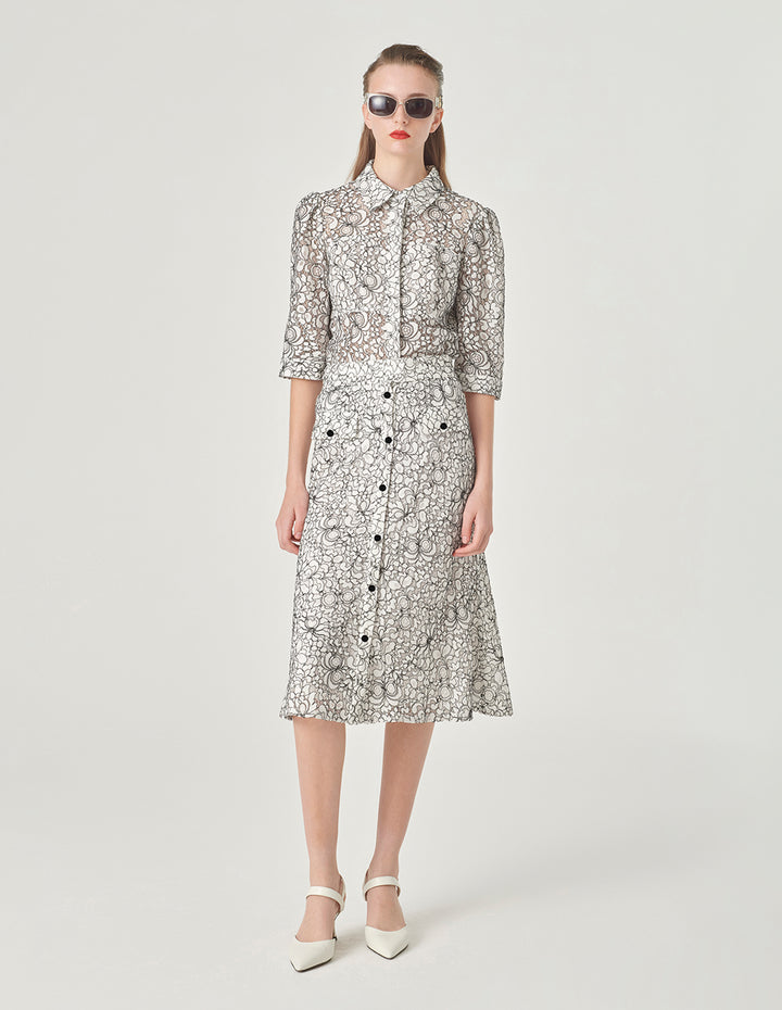 MARYLING Contrast Color Lace Fishtail Skirt