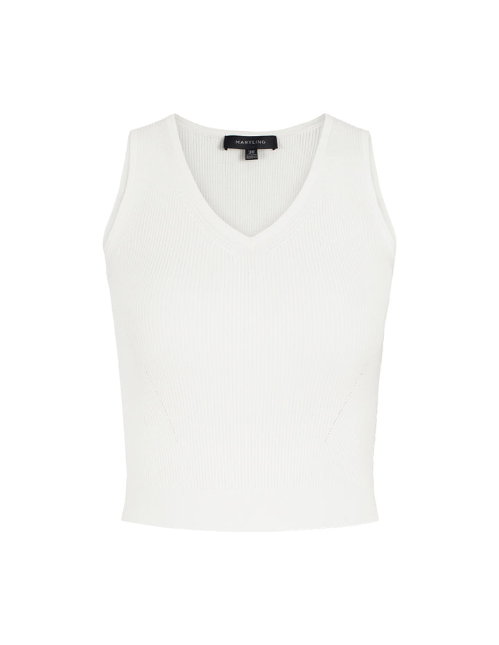 MARYLING V-Neck Sleeveless Fitted Cropped Knit Vest