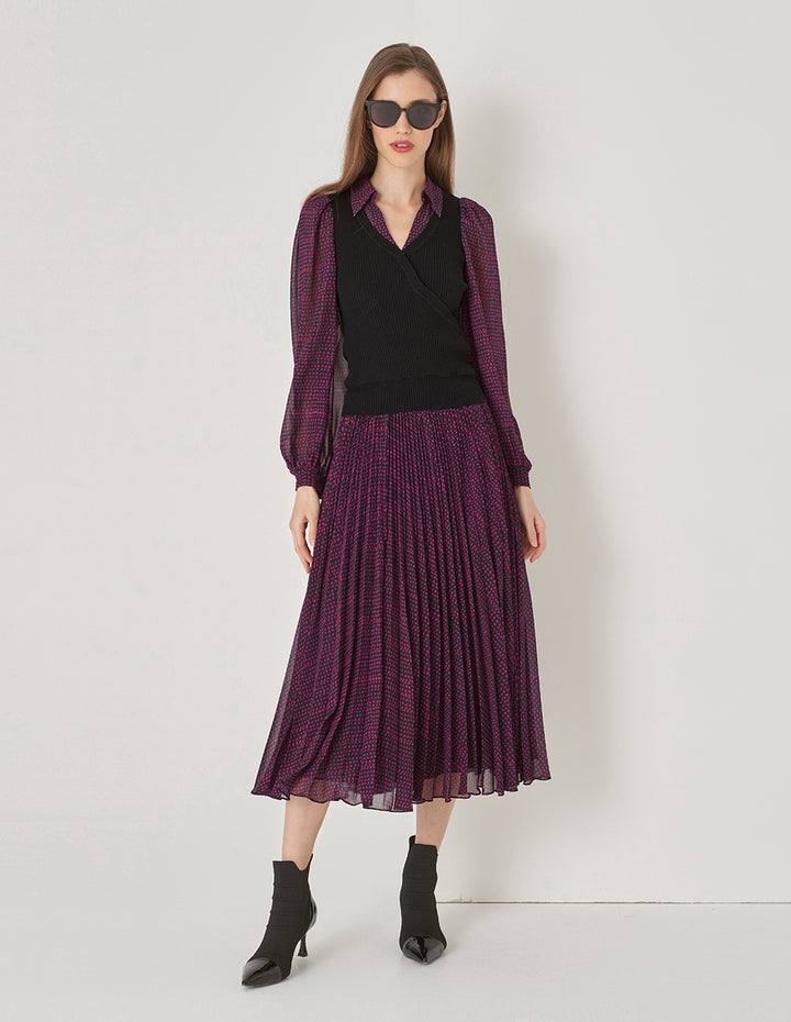 MARYLING Pleated Printed Skirt