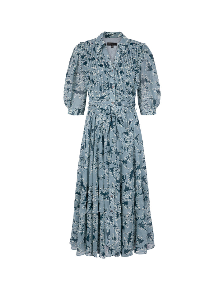 MARYLING V-Neck Mid-Sleeve A-Hem Printed Dress