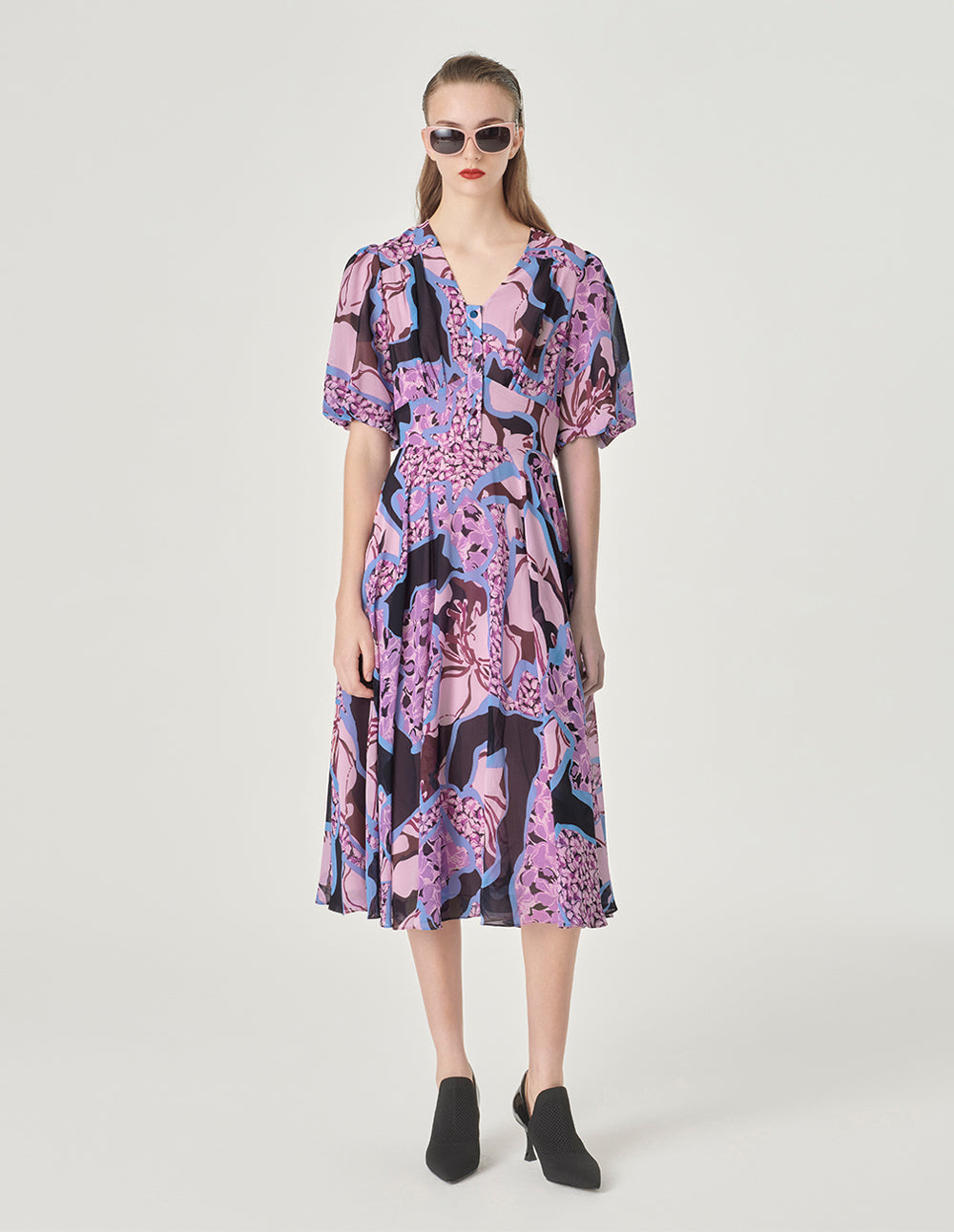 MARYLING Women's V-Neck Printed Dress