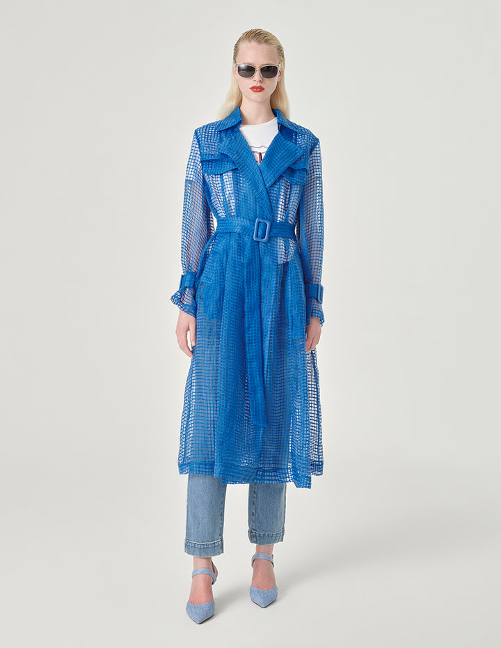 MARYLING A-Line Trench Windbreaker With Smocked Waist