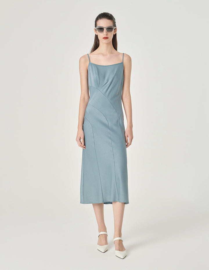 MARYLING Ice Blue Midi Slip Dress