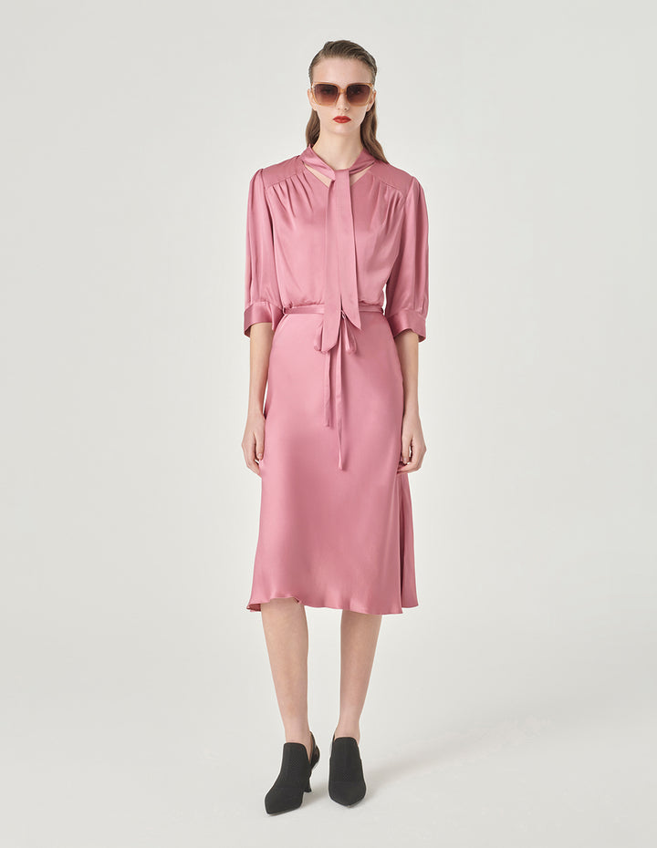 MARYLING V-Neck Short Sleeves Pink Fishtail Dress