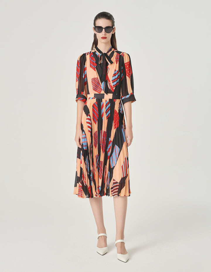 MARYLING V-Neck Mid-Sleeve Printed Dress