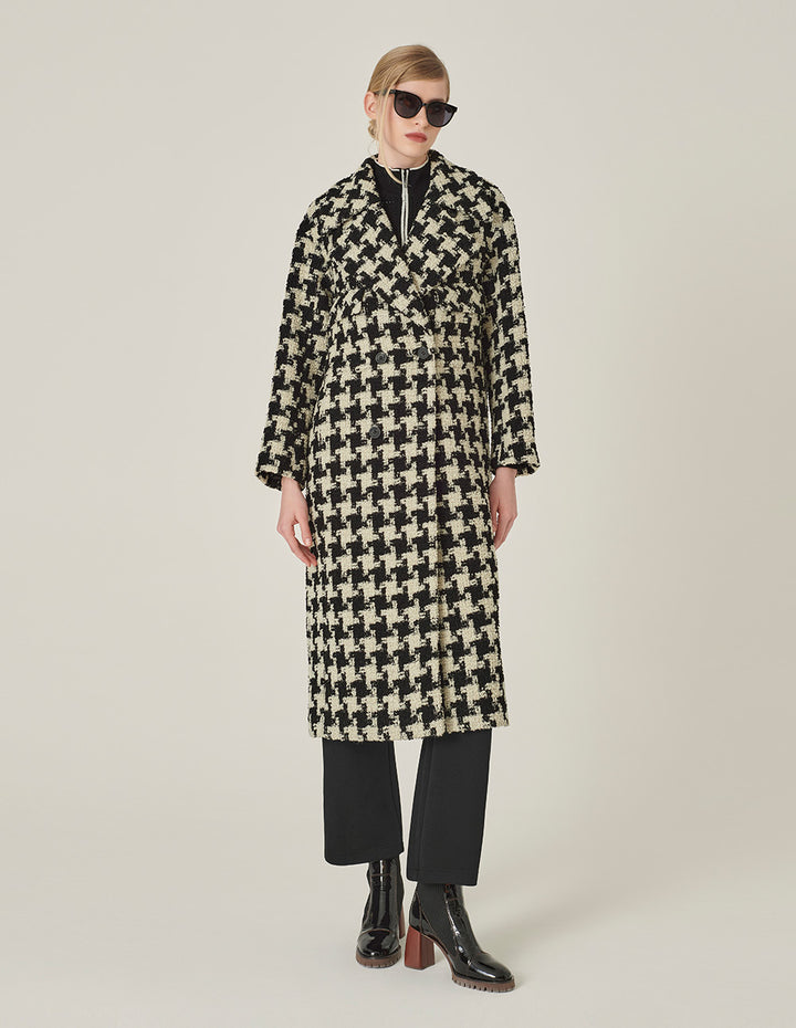 MARYLING Houndstooth Print H-Line Coat