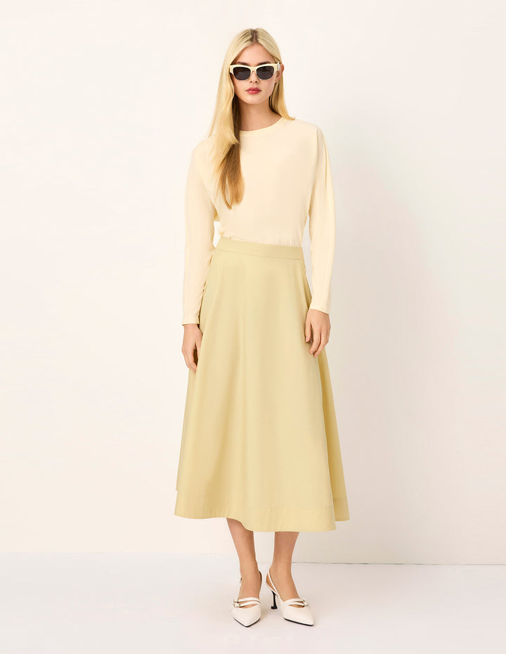 MARYLING Seam Detail Flared Knee-Length Skirt