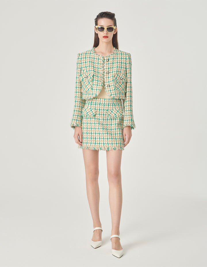 MARYLING Checked Short Tweed Jacket