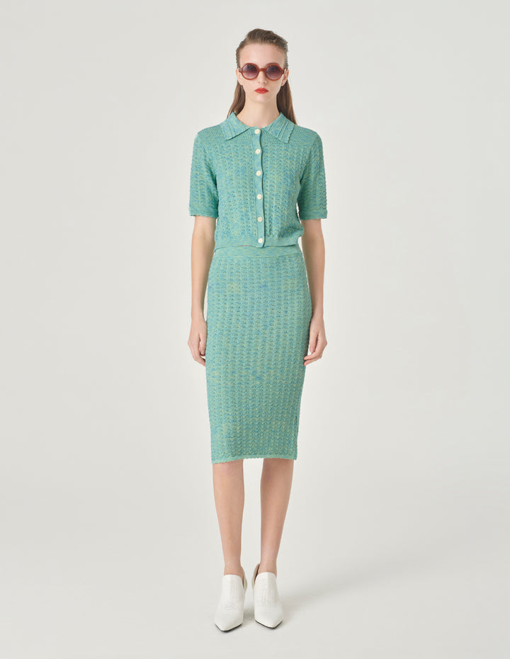 MARYLING Mint Green Wrap Knitted Skirt