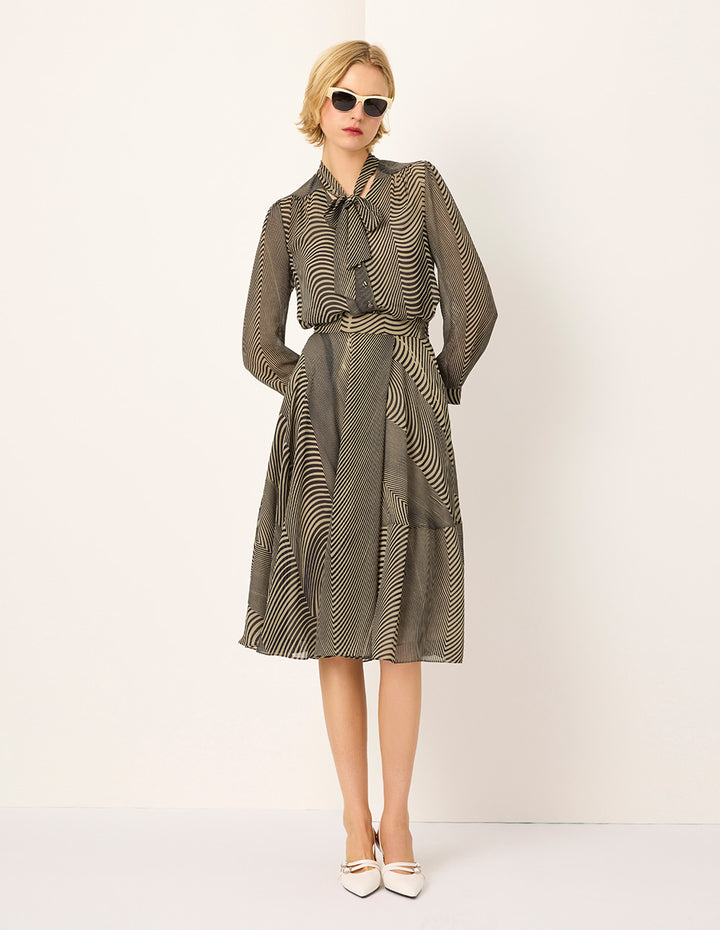 MARYLING Black Striped Print Knee-length Skirt