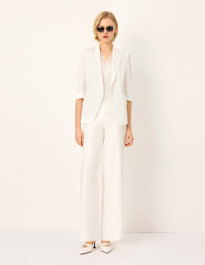 MARYLING Peaked-Collar 3/4 Sleeve Blazer