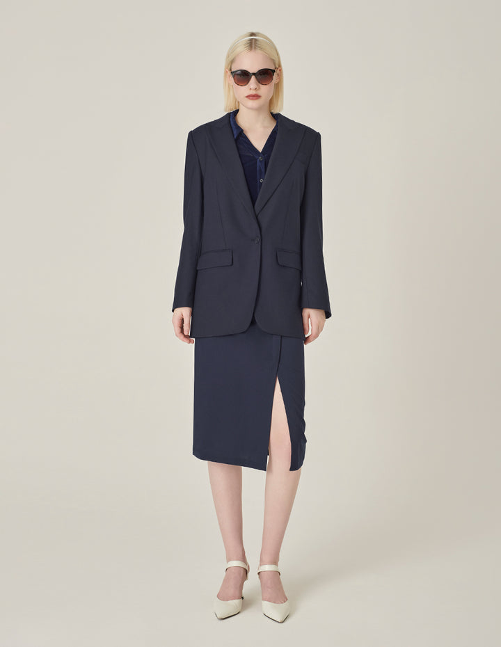 MARYLING Crew-Neck Long-Sleeve Cropped Multi-Pockets Wool Knitted Cardigan