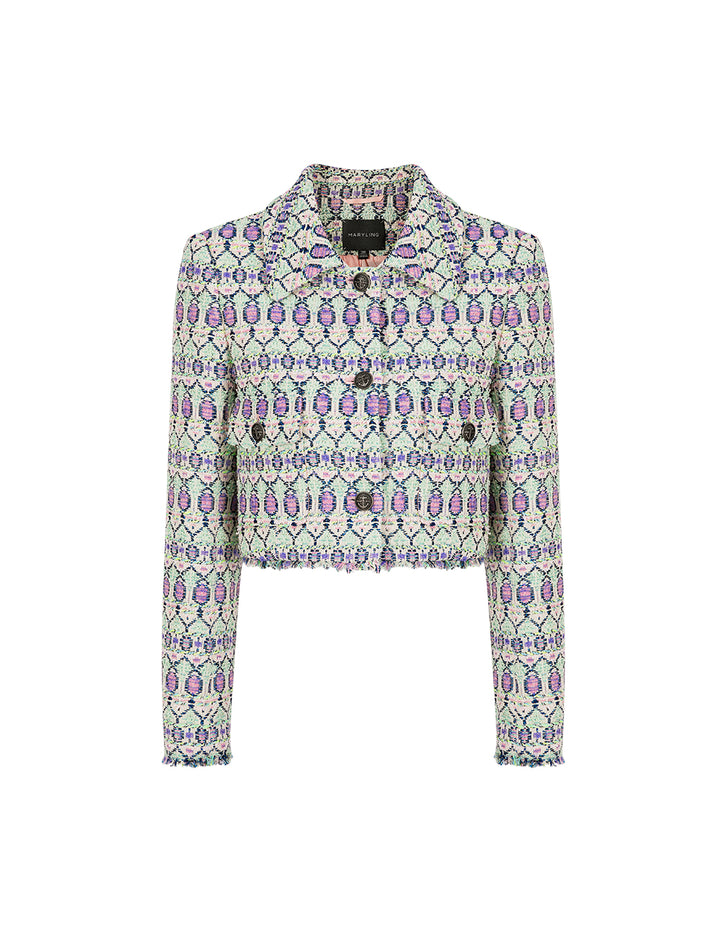 MARYLING Tweed Fringed Short Blazer