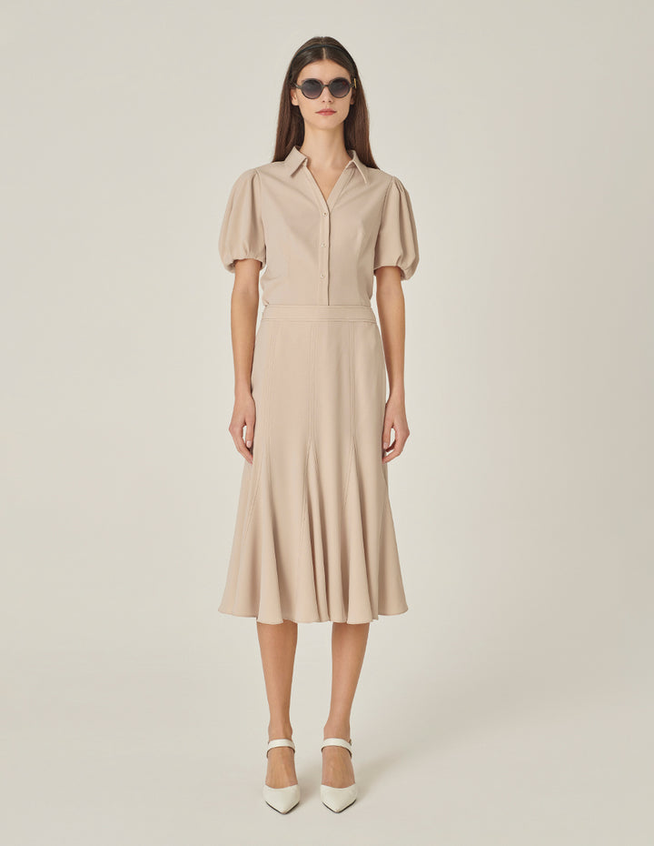 MARYLING Geometric Design Apricot Fishtail Skirt