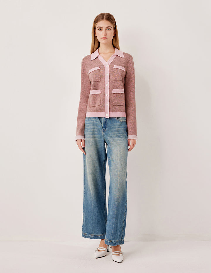 MARYLING V-Neck Long Sleeve Knit Cardigan