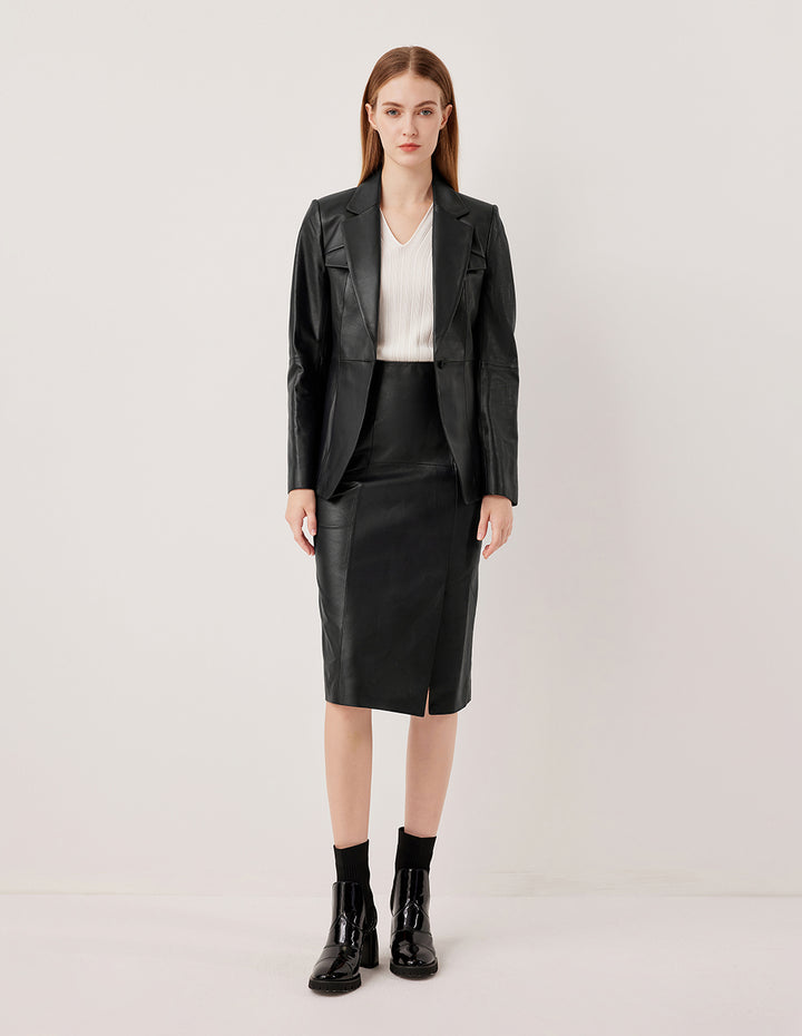 MARYLING Knee-Length Leather Straight Skirt