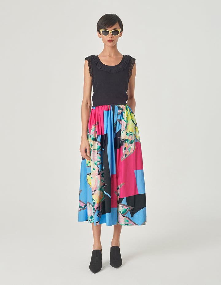 MARYLING Cotton Art Print Skirt
