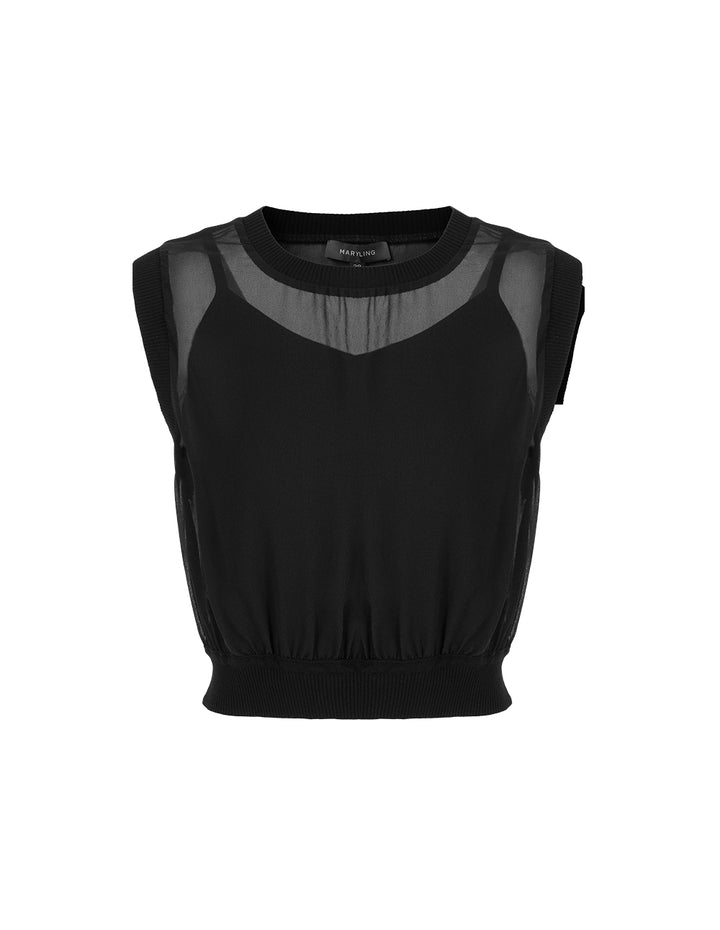 MARYLING Silk Georgette Needlework With Top