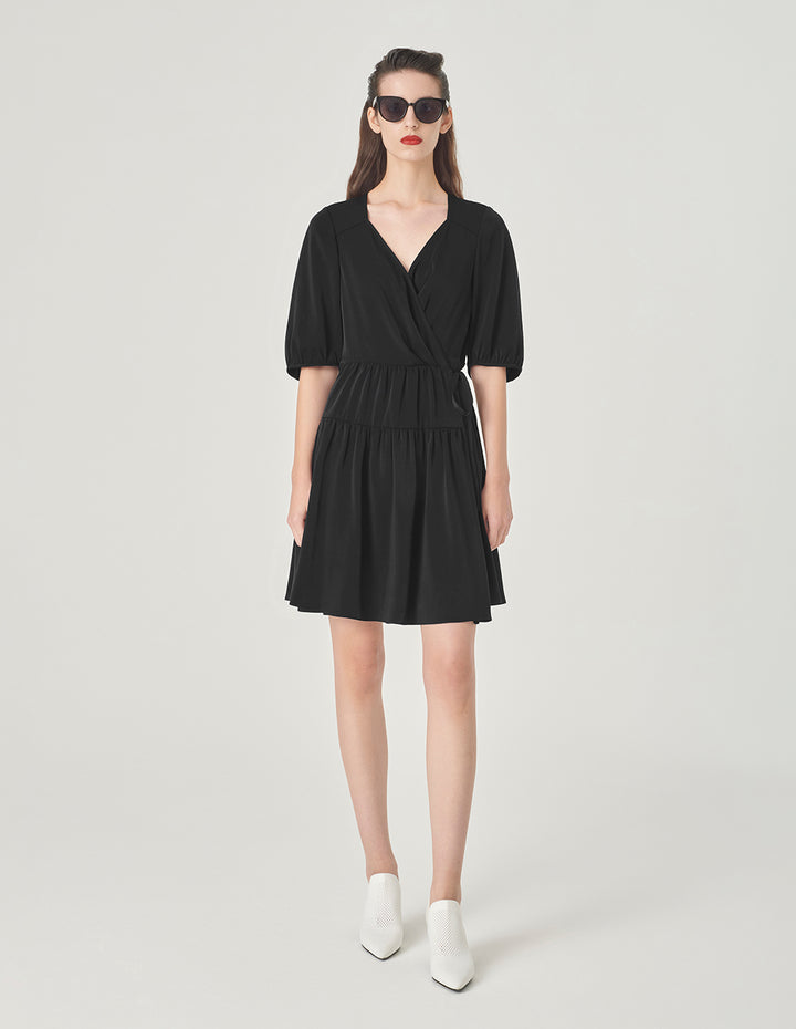 MARYLING V-Neck Long Balloon Sleeve Dress