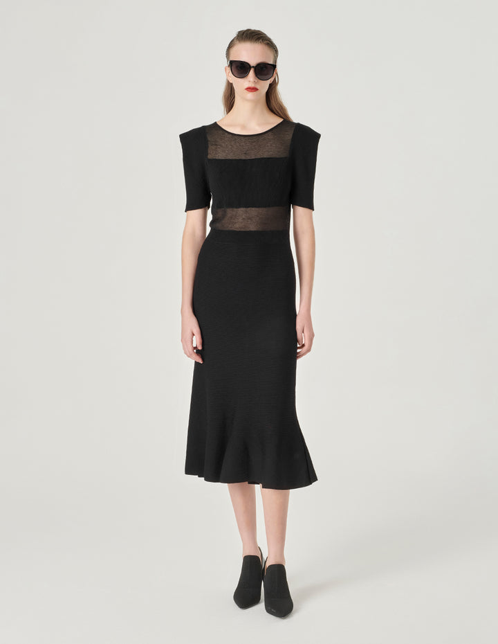 MARYLING Black Fishtail Knitted Dress