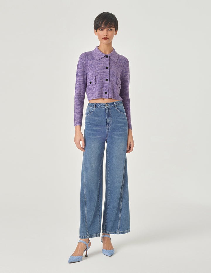 MARYLING Floral Melange Needle Shuttle Cardigan