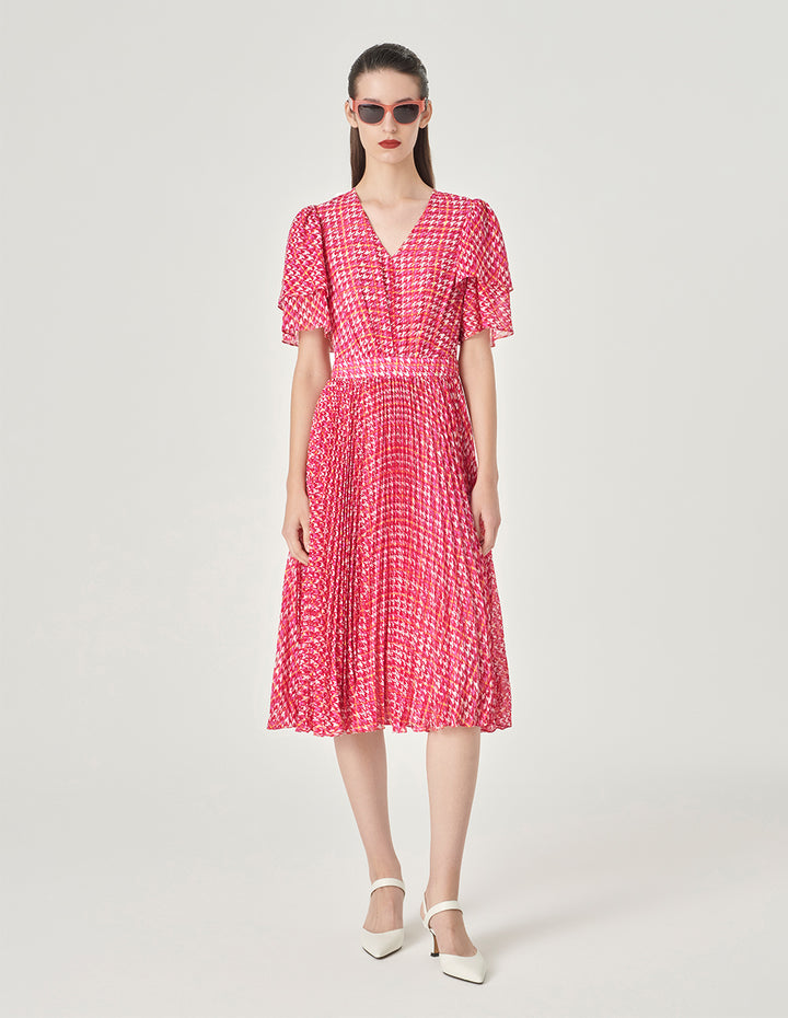 MARYLING Houndstooth Sunpleat Dress