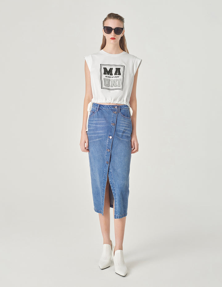 MARYLING Sequin Embroidered Logo T-Shirt