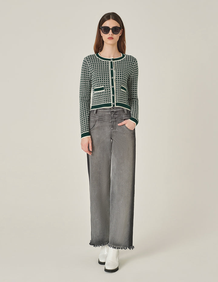 MARYLING Wide-Leg Ankle-Washed Straight Denim Pants