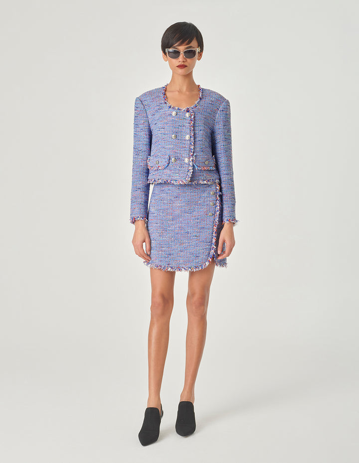 MARYLING Fringed Tweed Petite A Skirt