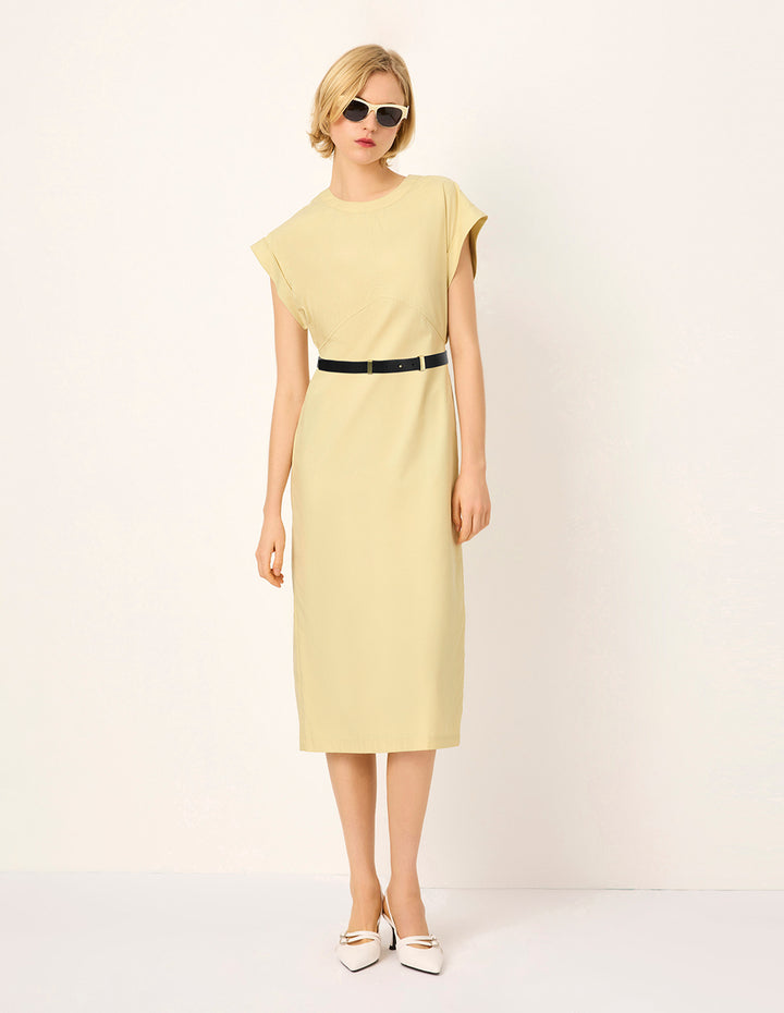MARYLING Round-Neck Sleeveless Relaxed Fit Midi Shift Dress