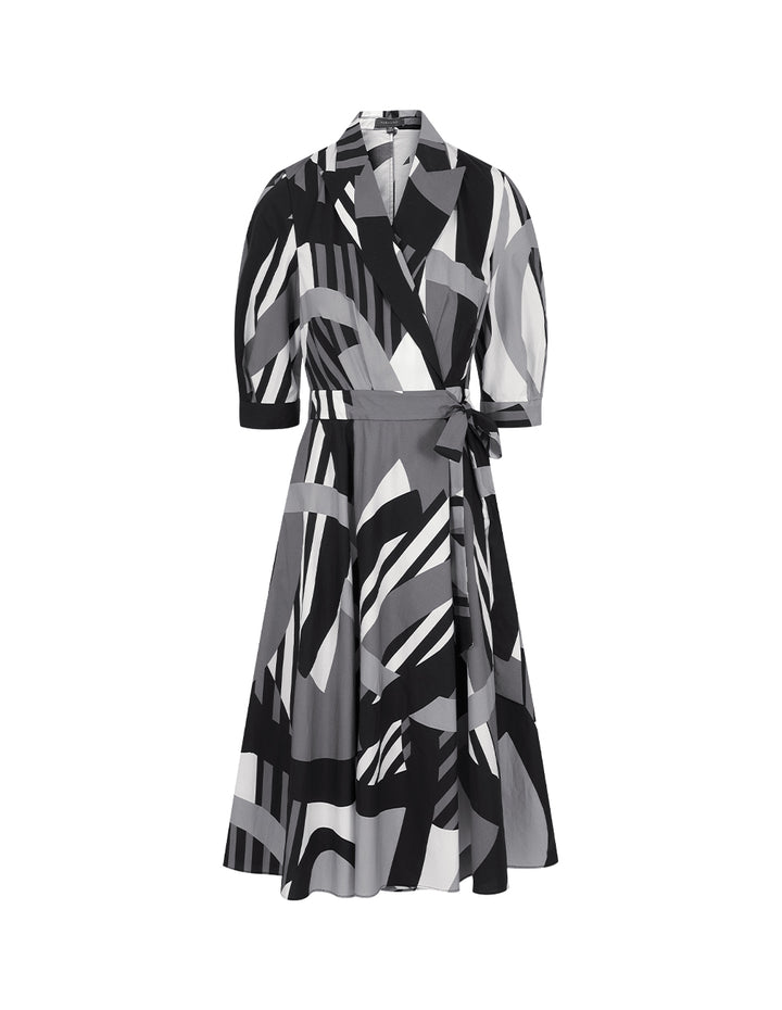 MARYLING Suit Collar Printed Dress
