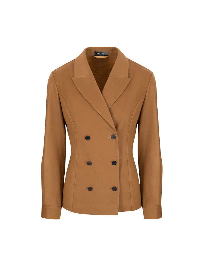 MARYLING Camel Lapel Double-Breasted Blazer