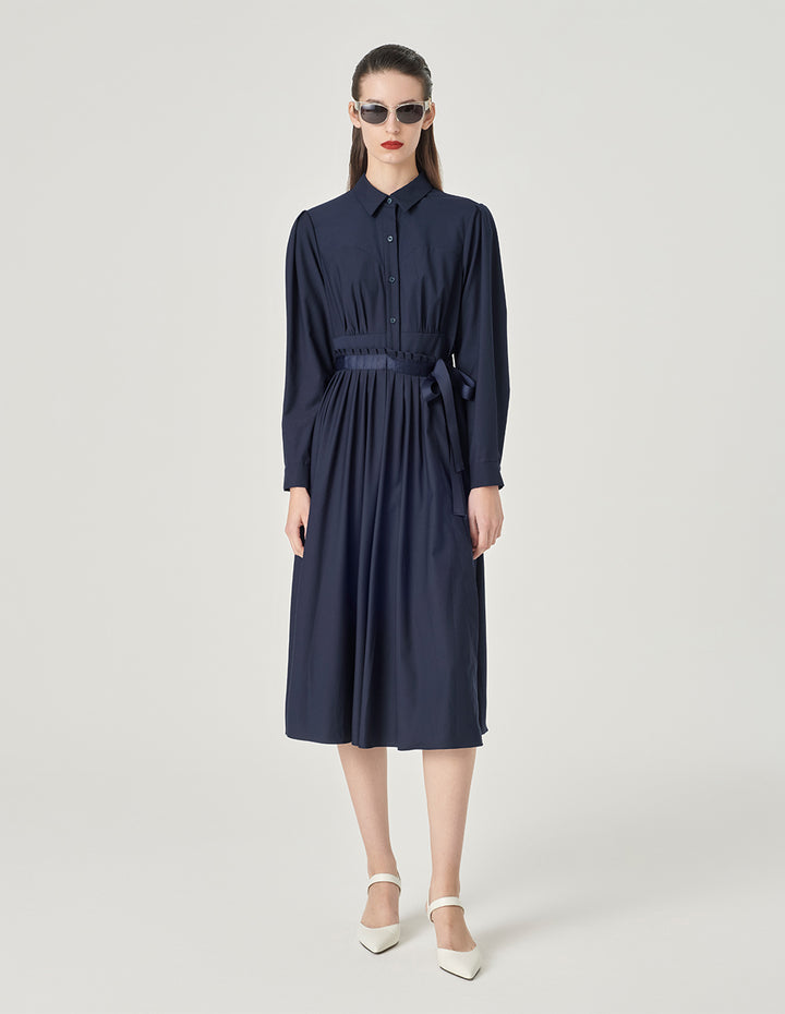 MARYLING Pleated Shirt Dress