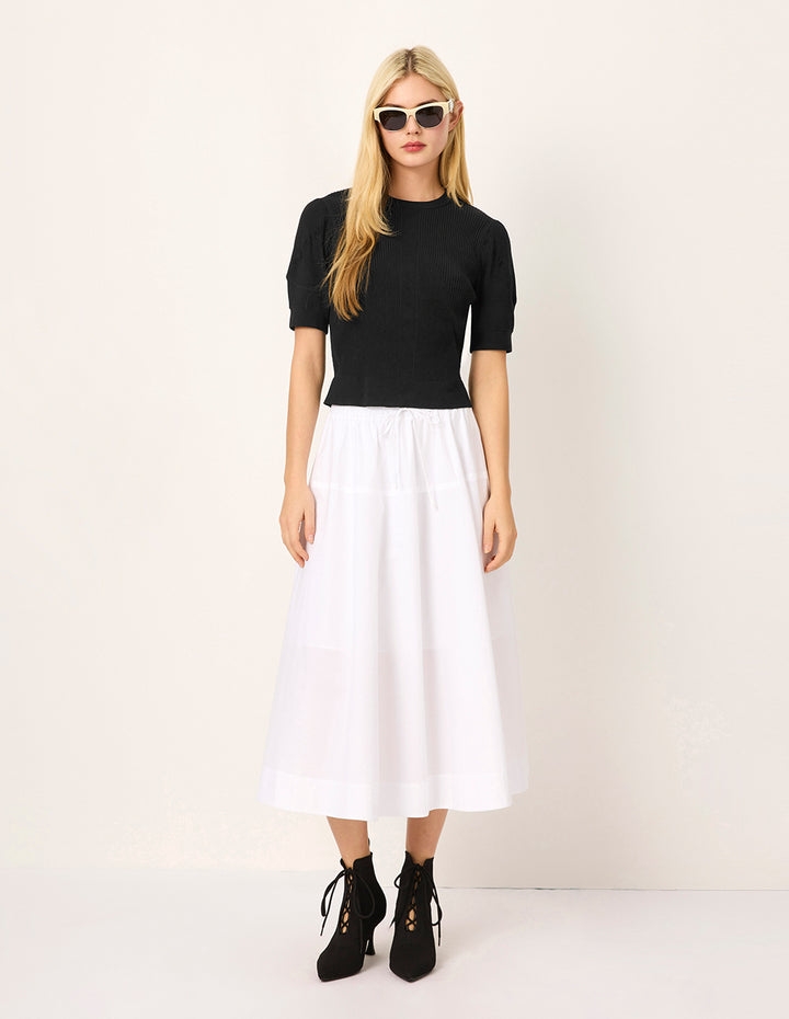 MARYLING Crew Neck Ribbed Short-Sleeve Knit Top