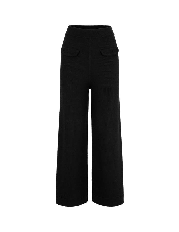 MARYLING Black Straight-Leg Knitted Trousers