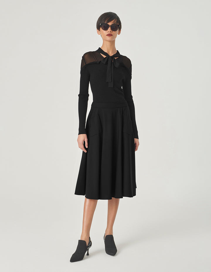 MARYLING Black A-Hem Skirt