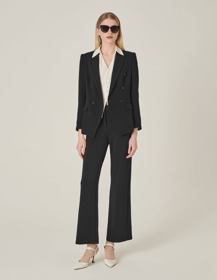MARYLING Narrow Waist Straight Black Pants