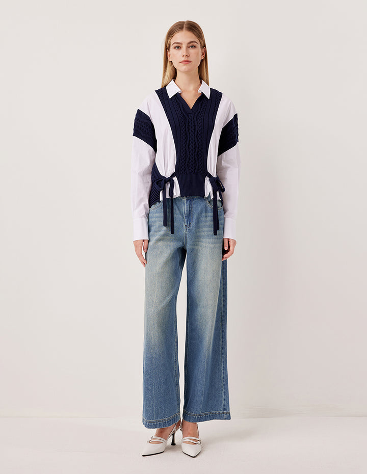 MARYLING Relaxed Straight Leg Washed Denim Jeans