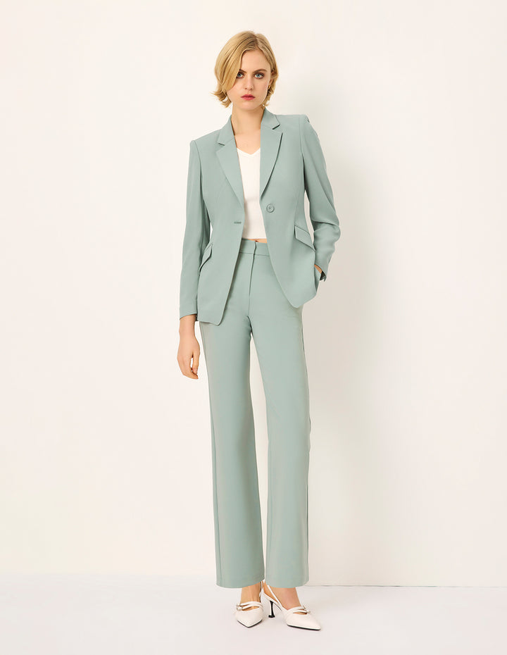 MARYLING Peaked Lapel One-Button Long-Sleeve Blazer