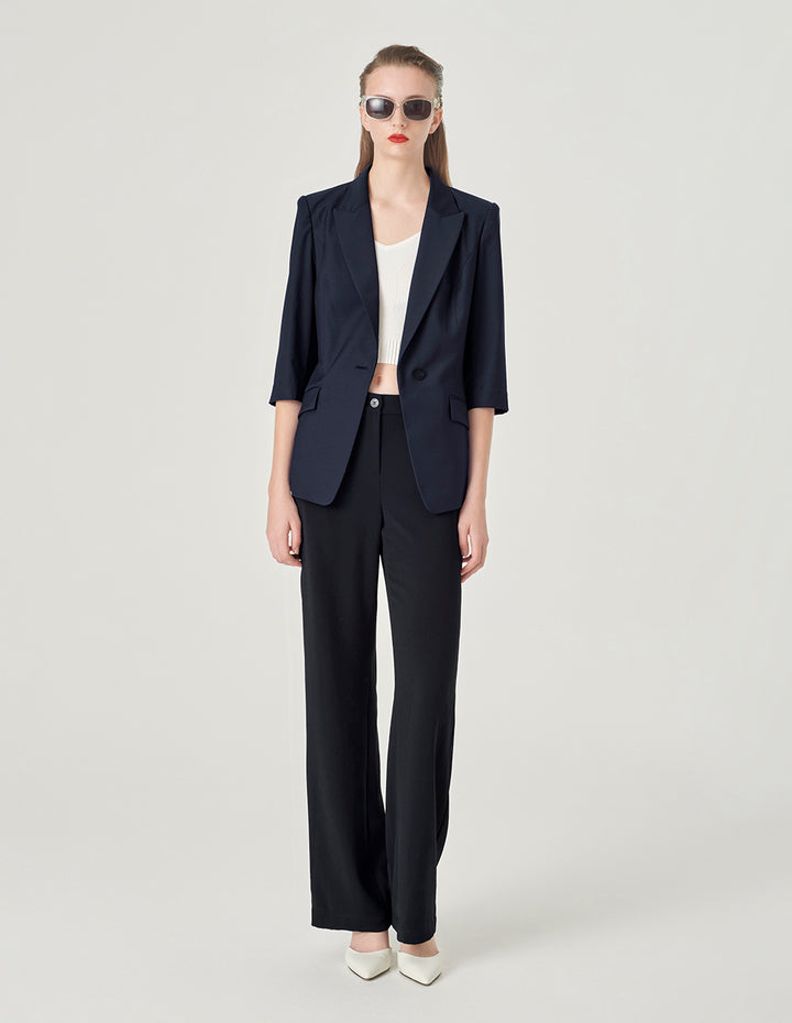 MARYLING Classic Peaked Lapel Single-Breasted Blazer