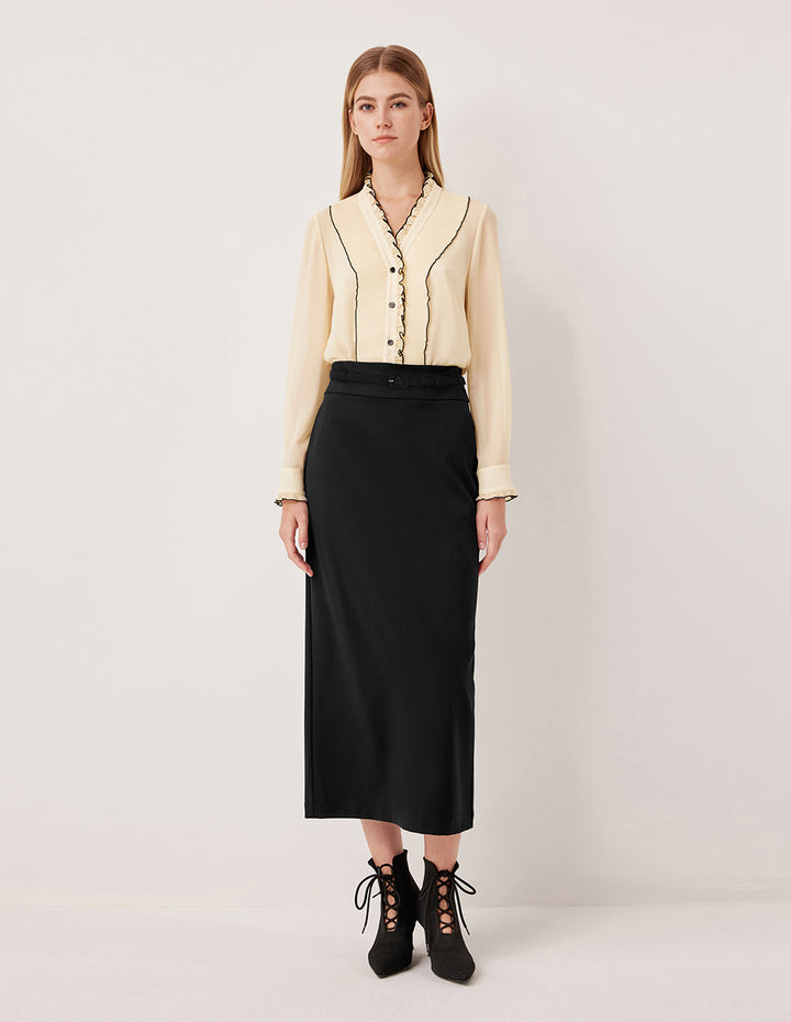 MARYLING Simple Straight Knee-Length Skirt