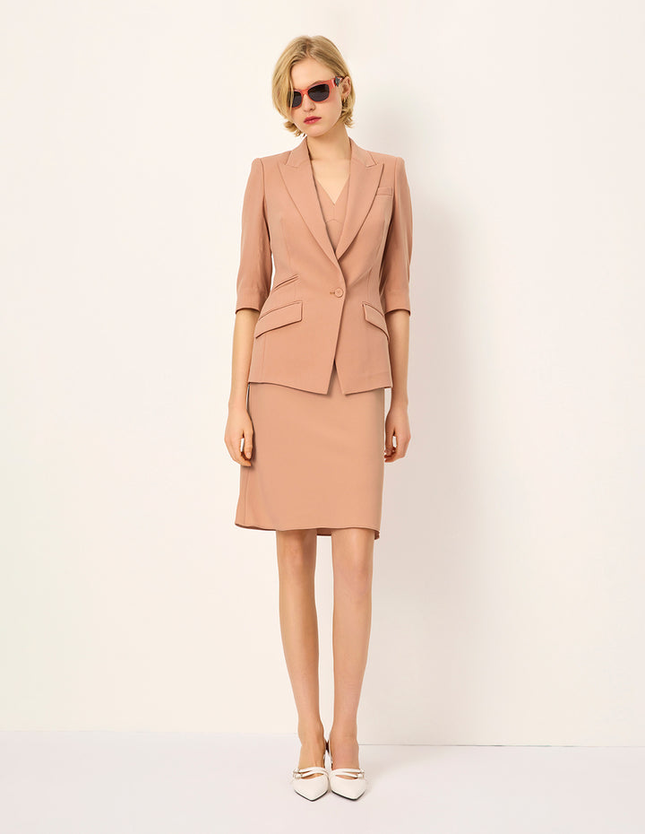 MARYLING V-Neck Sleeveless Shift Fishtail Midi Dress