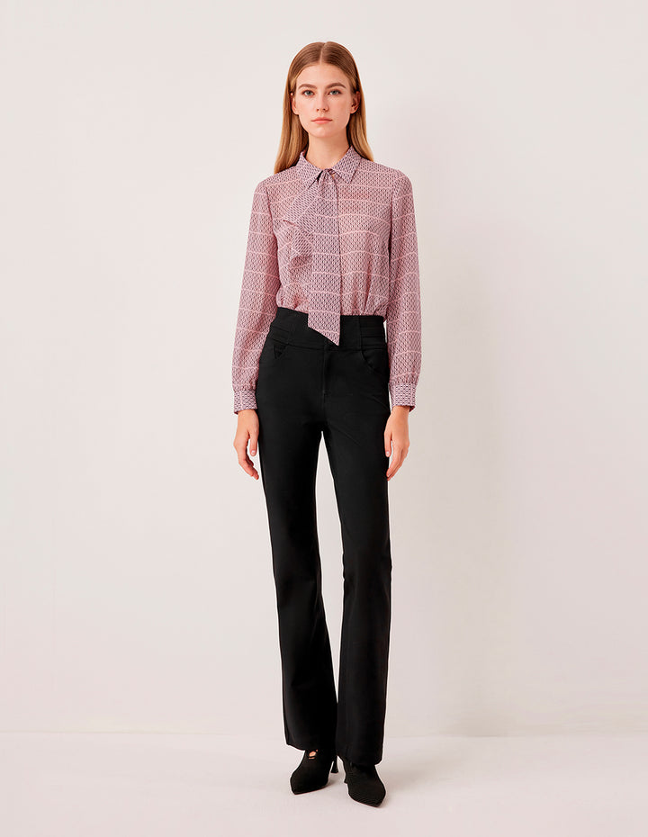 MARYLING High-Waisted Black Hip-Lifting Straight-Leg Trousers