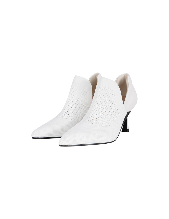 MARYLING White Knitted Patchwork High-Heeled Boots