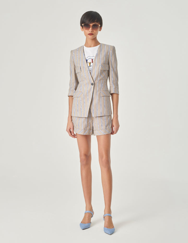 MARYLING Striped Bermuda Shorts