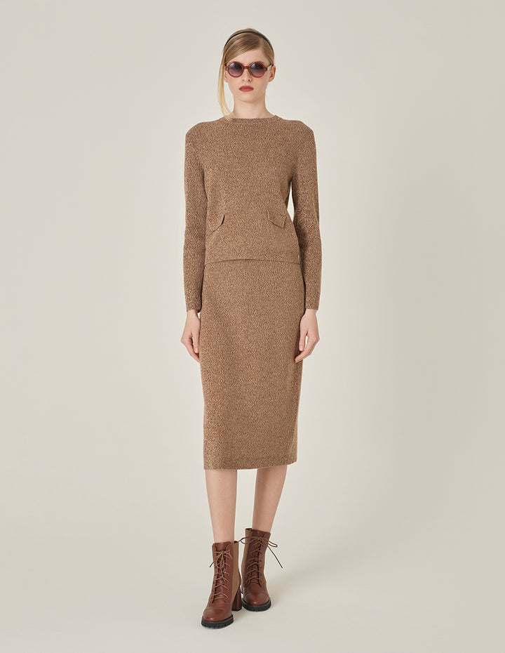 MARYLING Apricot Mixed Knitted Sweater