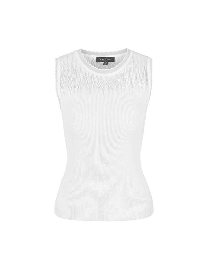 MARYLING Round Neck Lace Knitted Tank Tops