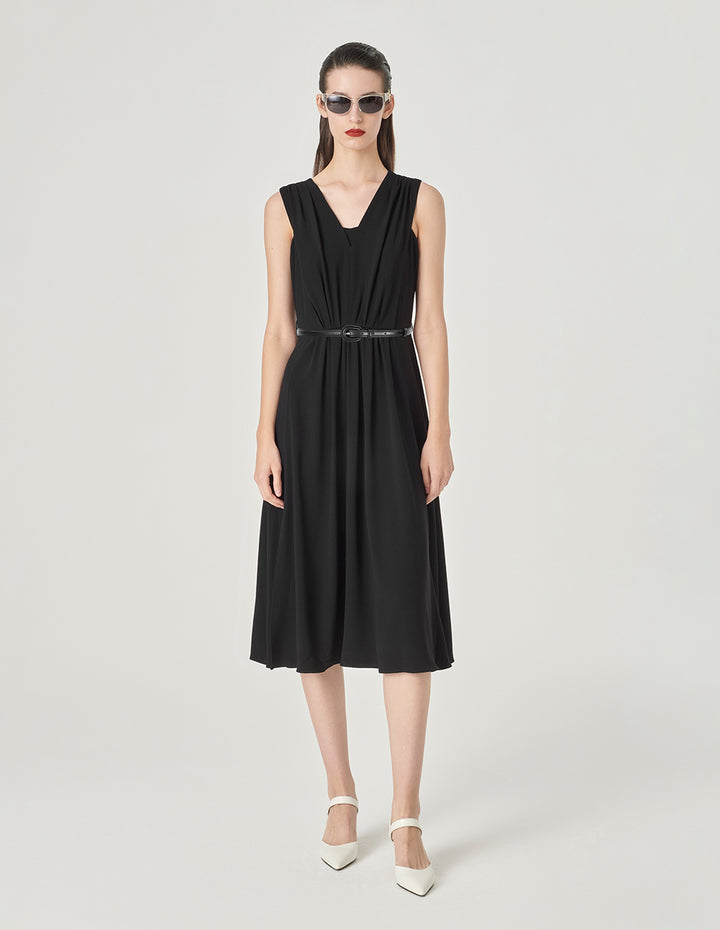 MARYLING V-Neck Sleeveless Slim Midi Dress