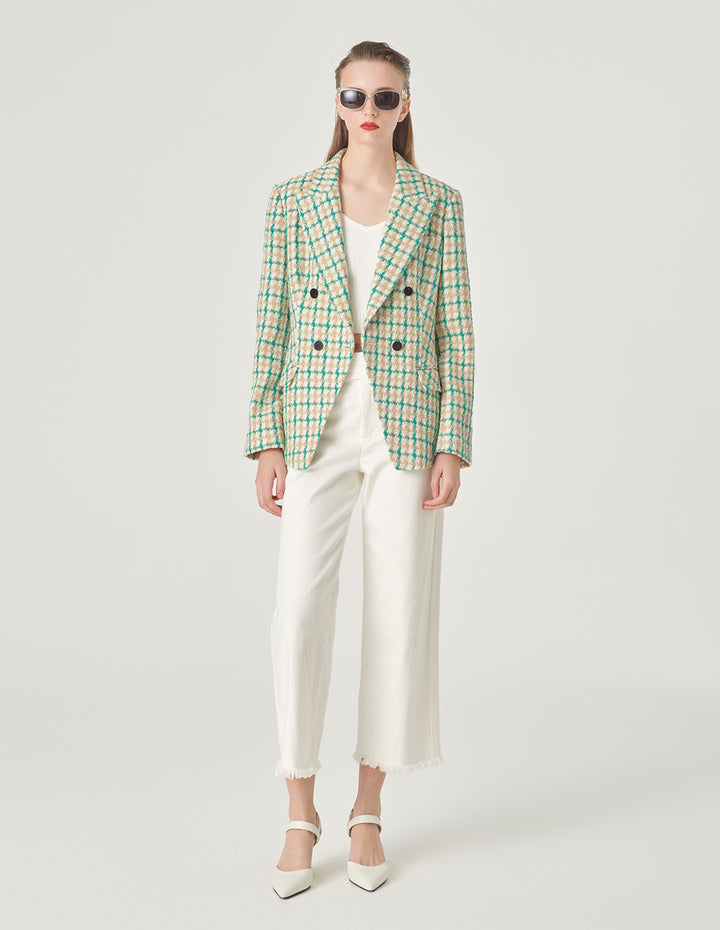 MARYLING Checked Double-Breasted Blazer