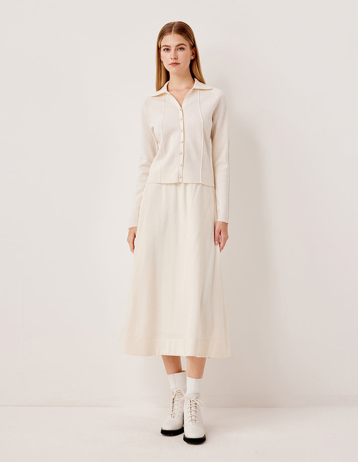 MARYLING Collared Long Sleeve Knit Pullover